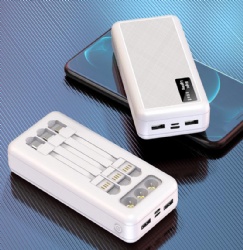 10000mAh DC Fast flash quick Charge with 3 cable wire bidirectional portable mobile power supply