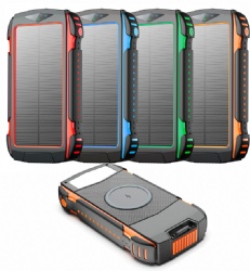 20000mAh Outdoor Photokinetic Energy Fast Charging Power Bank High Capacity PD18W Solar Wireless Charging Mobile Power Supply