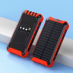 20000mAh Solar Power Bank comes with four wire solar wireless charging, large capacity waterproof mobile power supply